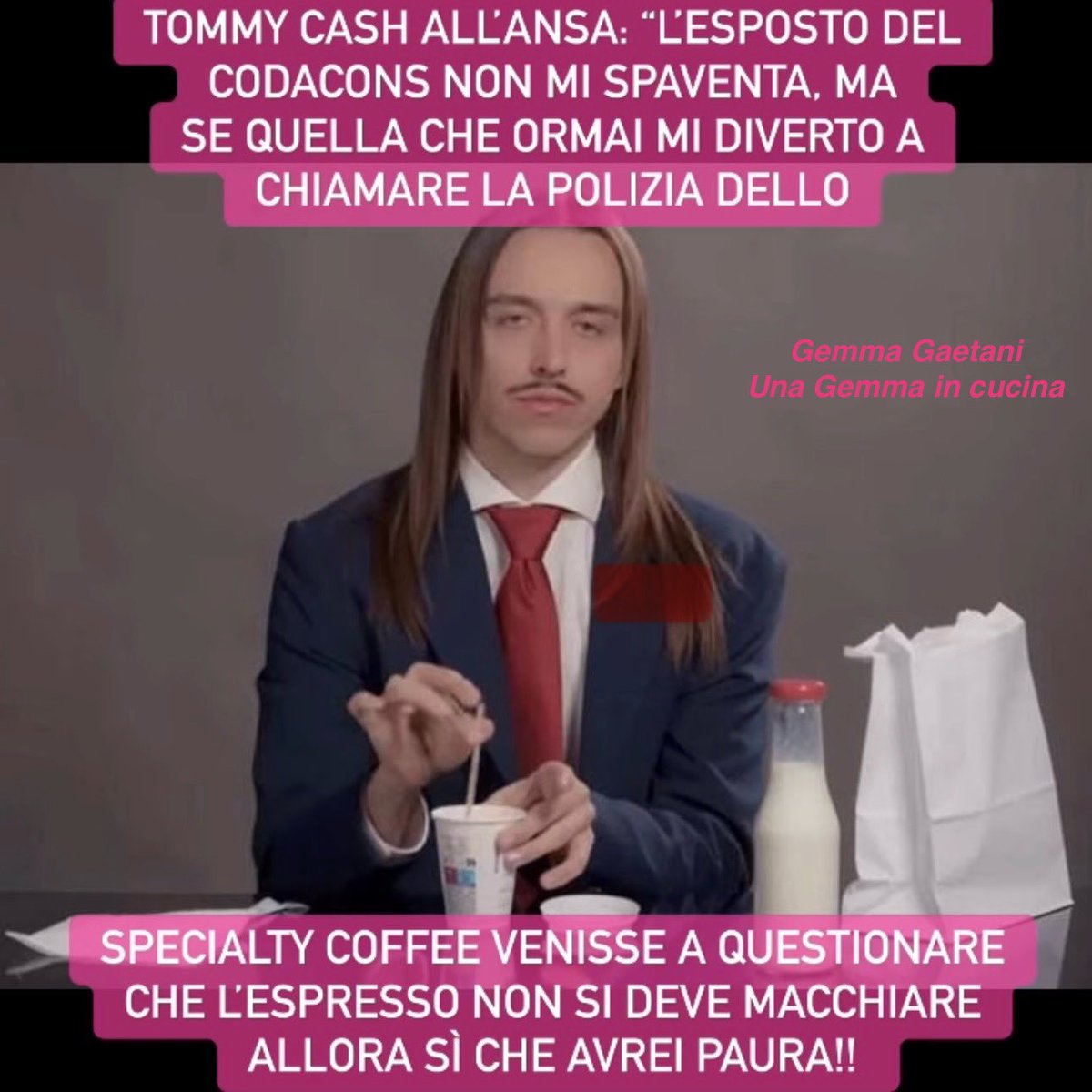 gemmagaetani's tweet photo. #TommyCash tutelaci tu! Ormai abbiamo tutti paura di chiedere un #espressomacchiato ché se si palesa l’inquisizione #specialtycoffee sono c…i! 

#food #humour #comicità #foodhumour #humourfood https://t.co/snXcuW2C2F