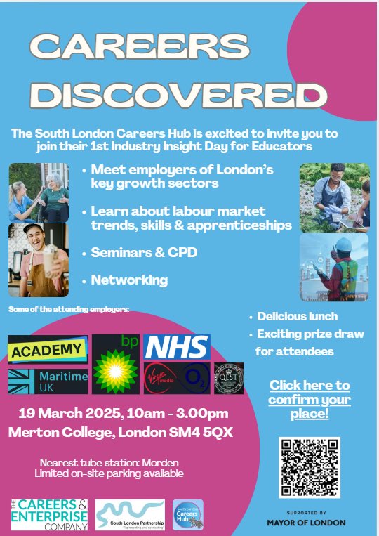 Careers Discovered
We are excited to have a fantastic lineup of companies for our educator-focused Industry Insight Day on 19 March from 10am -3.00pm at Merton College. 
See our updated flyer. 

Register here: tinyurl.com/2p9tz66x

DON’T MISS OUT!