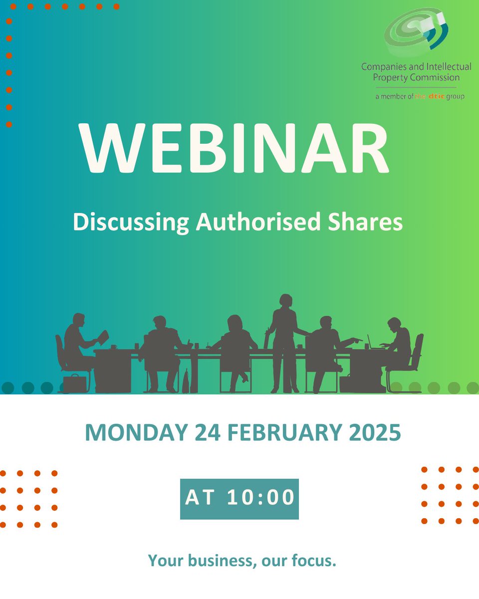 theCIPC's tweet photo. ๐ขJoin our webinar to learn๐ข
โ
How different companies manage Authorised Shares,
โ
Compliance tips & key regulations & More.
๐บ Watch Live on:
๐ Facebook ๐ https://t.co/F0aC3Hesz7
๐ YouTube ๐ https://t.co/bFMMgwTevS
#Yourbusinessourfocus #CIPC #ThinkCIPC ##LiveQandA https://t.co/cQP9s8cyC8