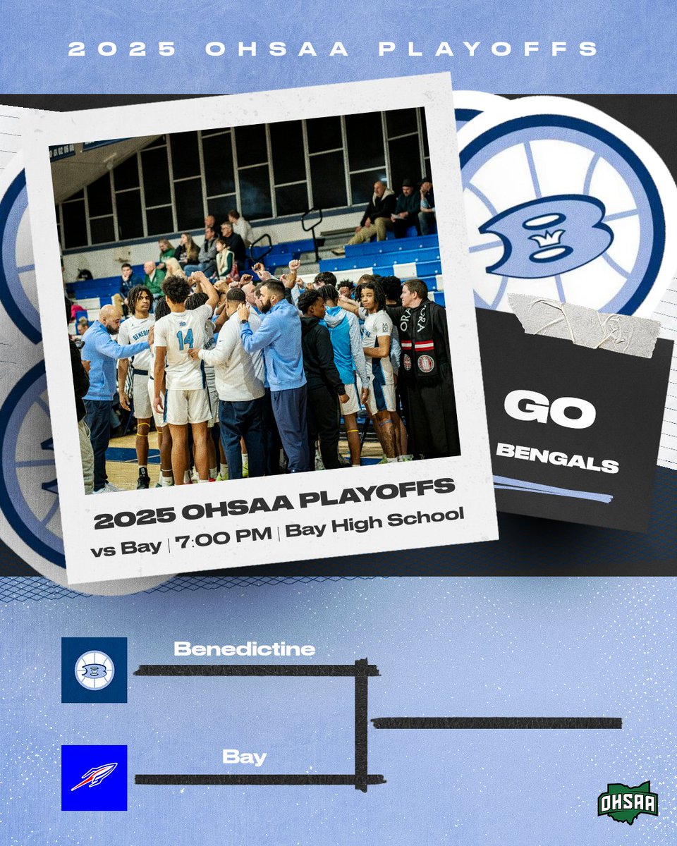 Benedictine Sports (@bene_athletics) on Twitter photo It's playoff gameday! Tonight <a href="/CBHSHoops/">Benedictine Basketball</a> will travel to Bay for a 1st round matchup with the Rockets! Tip is at 7pm.
Let's go Bengals! It's playoff gameday! Tonight <a href="/CBHSHoops/">Benedictine Basketball</a> will travel to Bay for a 1st round matchup with the Rockets! Tip is at 7pm.
Let's go Bengals!