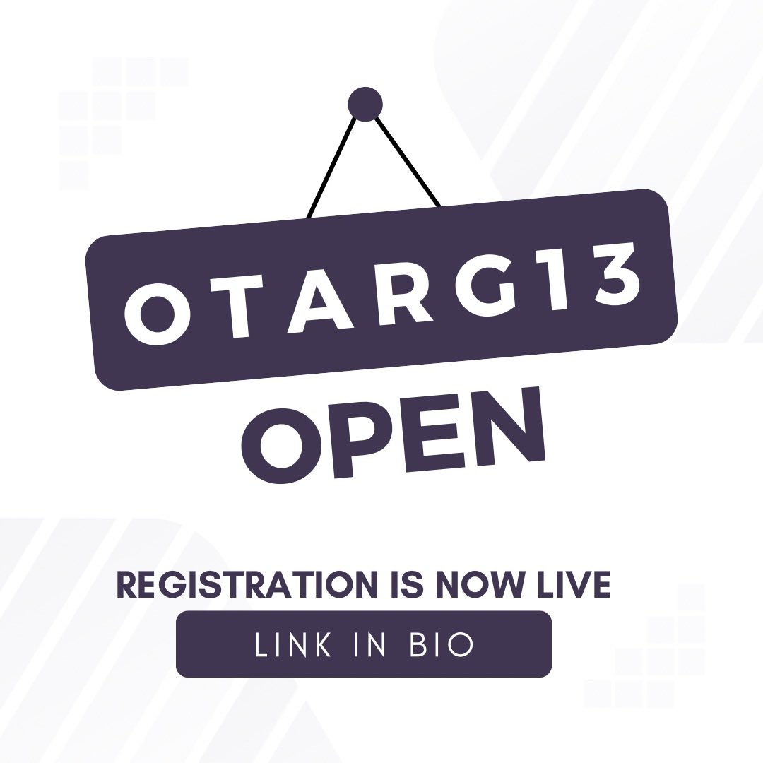 Abstract feedback emails have been sent - check your inboxes 😛

GET REGISTERED FOR OTARG13