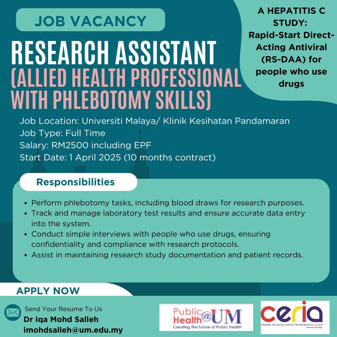 Send us your resume if you are interested to join us in our Hepatitis C intervention for people who use drugs!