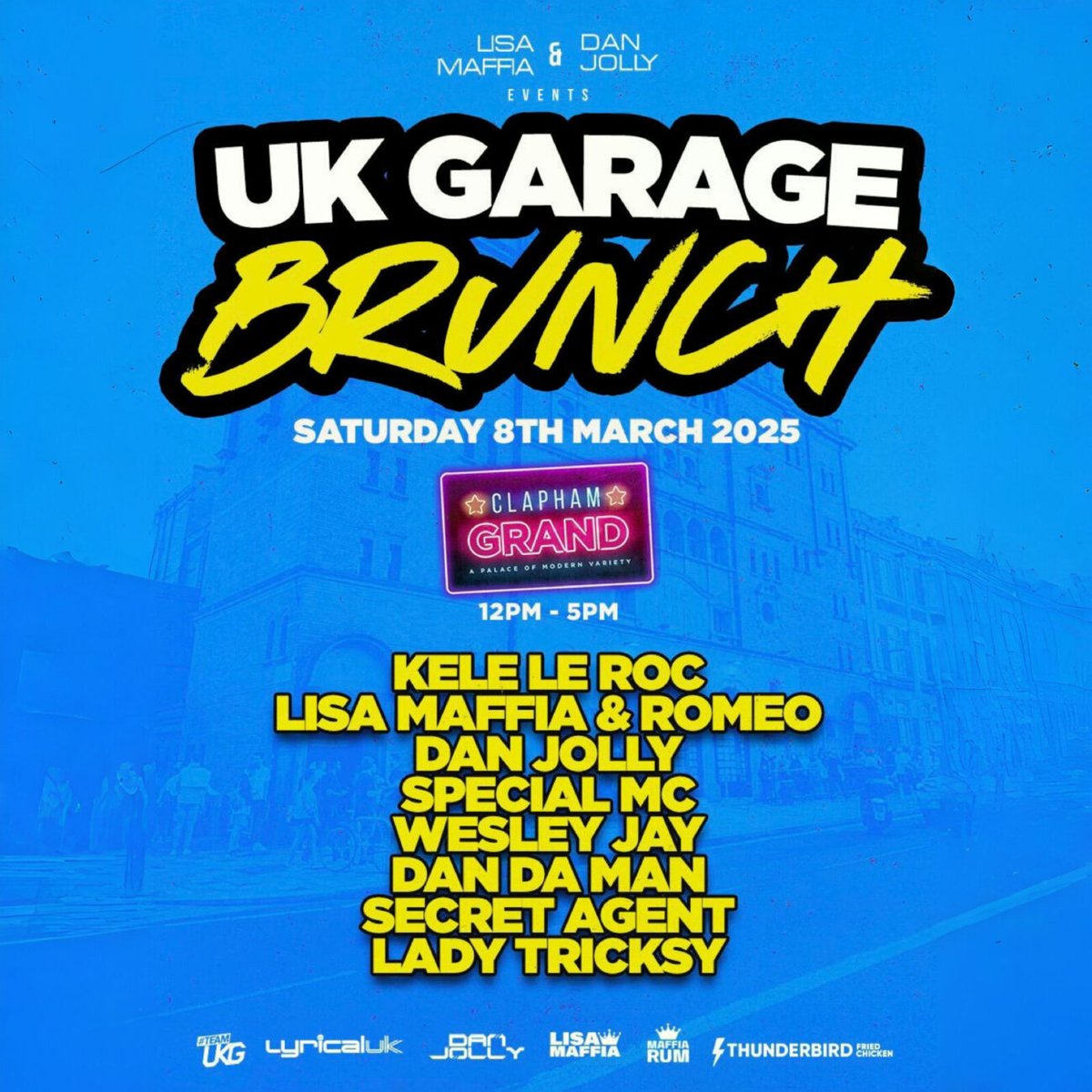 The Clapham Grand (@theclaphamgrand) on Twitter photo We say Lisa, you say MAAFFFIAAA!! Our UK Garage Brunch returns on Sat 8th March for massive show 🔥
Yes yes yesss, <a href="/Lisamaffiauk/">LISA MAFFIA</a>, DJ Dan Jolly & this incredible line-up of performers, DJs & PAs take to our stage for the first garage brunch of 2025 with us, and it's gunna be BIG! We say Lisa, you say MAAFFFIAAA!! Our UK Garage Brunch returns on Sat 8th March for massive show 🔥
Yes yes yesss, <a href="/Lisamaffiauk/">LISA MAFFIA</a>, DJ Dan Jolly & this incredible line-up of performers, DJs & PAs take to our stage for the first garage brunch of 2025 with us, and it's gunna be BIG!