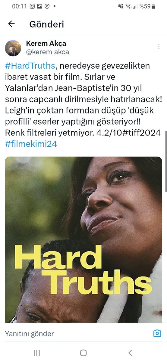 kerem_akca's tweet image. #tiff2024 ten gördüğüm 60 film arasında 38. #HardTruths analizini vizyona gireceği haftada birakayim(4.2/10)
