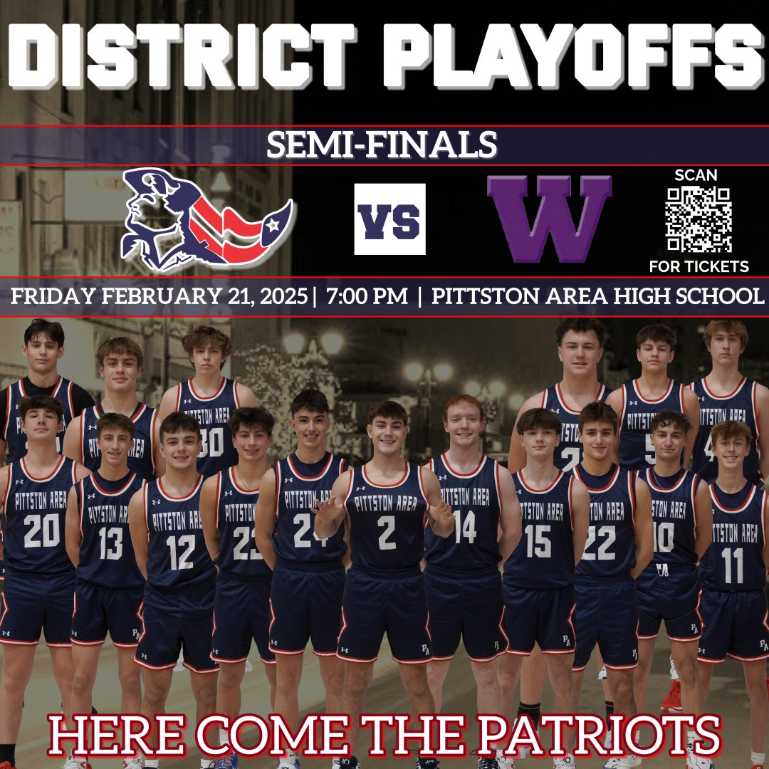 papatriot_bball's tweet photo. GAME DAY! The Patriots(14-8) host the Wallenpapack Buckhorns(11-11) tonight in a District 2 AAAAA semi-final game.  Tip-off is set for 7PM. Tickets are only available online. Come out tonight and support the boys!🏀💪🏀 https://t.co/voxDqbGZl9