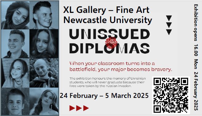 The Unissued Diplomas Exhibition opens in the Ex Libris Gallery in Fine Art <a href="/UniofNewcastle/">Newcastle University</a> on Monday 24 February at 16.00, and closes on 5 March.  unissueddiplomas.org  Stand with Ukraine! 🇺🇦 An even more important exhibition!
