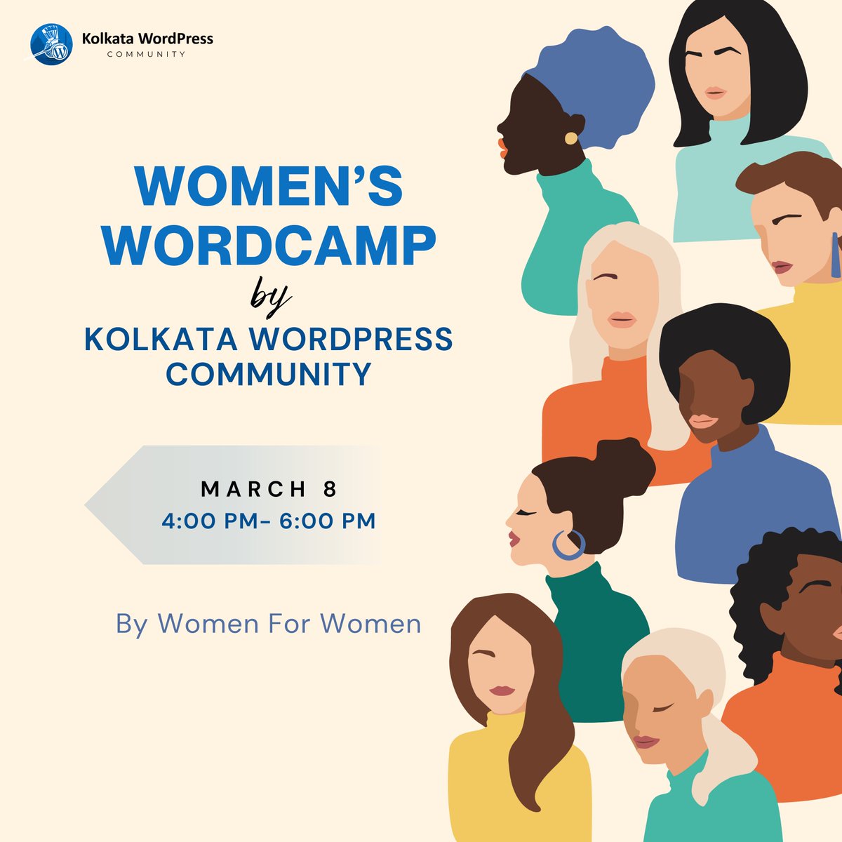 Kolkata WordPress (@wckolkata) on Twitter photo New Announcement 📢
On this International  Women's Day our community will host an all women only Kolkata Women's Camp. To register click on the link below👇 
Date: March 8th 2025
Time : 4:00PM- 6:00PM
Location: Zoom 
us04web.zoom.us/meeting/regist…
#Womencamp #WordPress  #womensday New Announcement 📢
On this International  Women's Day our community will host an all women only Kolkata Women's Camp. To register click on the link below👇 
Date: March 8th 2025
Time : 4:00PM- 6:00PM
Location: Zoom 
us04web.zoom.us/meeting/regist…
#Womencamp #WordPress  #womensday