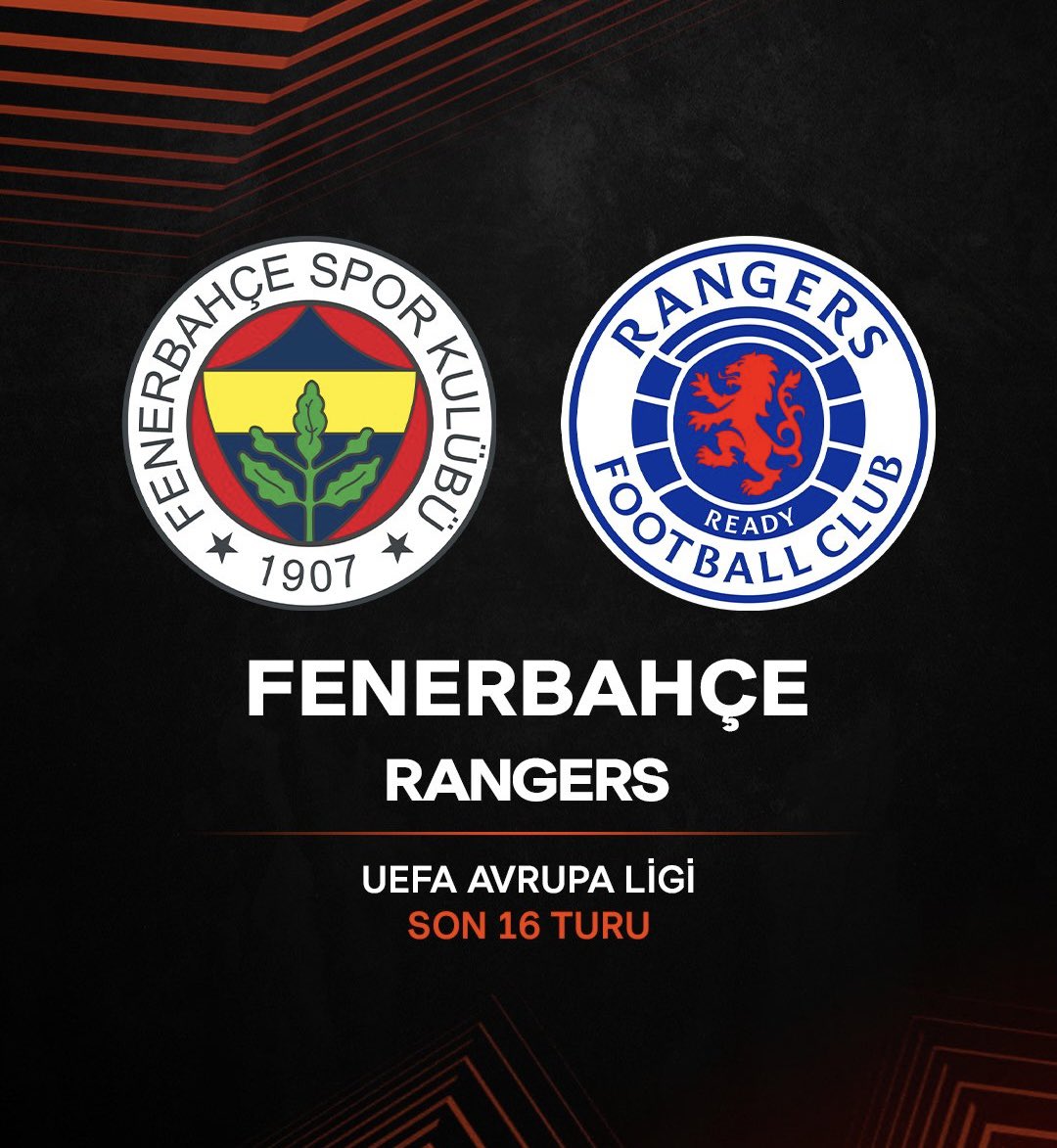 eckspor's tweet photo. Temsilcimiz Fenerbahçe, UEFA Avrupa Ligi Son 16 Turu'nda Rangers ile eşleşti!

🇹🇷 Fenerbahçe x Rangers 🏴󠁧󠁢󠁳󠁣󠁴󠁿 https://t.co/RYBtSiXGqS