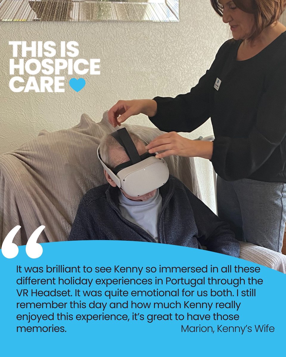 Strathcarron Hospice (@strathcarron1) on Twitter photo What is Hospice Care? What does it mean to you?
Many of us are unaware of all the beautiful, complex & highly skilled elements of #HospiceCare, offering compassionate care & support when they need it most.
Kenny enjoyed a VR headset in his home, with Gillian, one of our CNS. What is Hospice Care? What does it mean to you?
Many of us are unaware of all the beautiful, complex & highly skilled elements of #HospiceCare, offering compassionate care & support when they need it most.
Kenny enjoyed a VR headset in his home, with Gillian, one of our CNS.