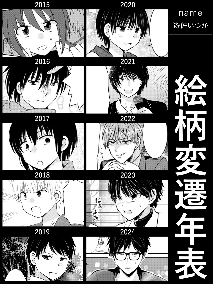 絵柄変遷年表(2015年～2024年)です
左が女の子編で、右が男の子編 