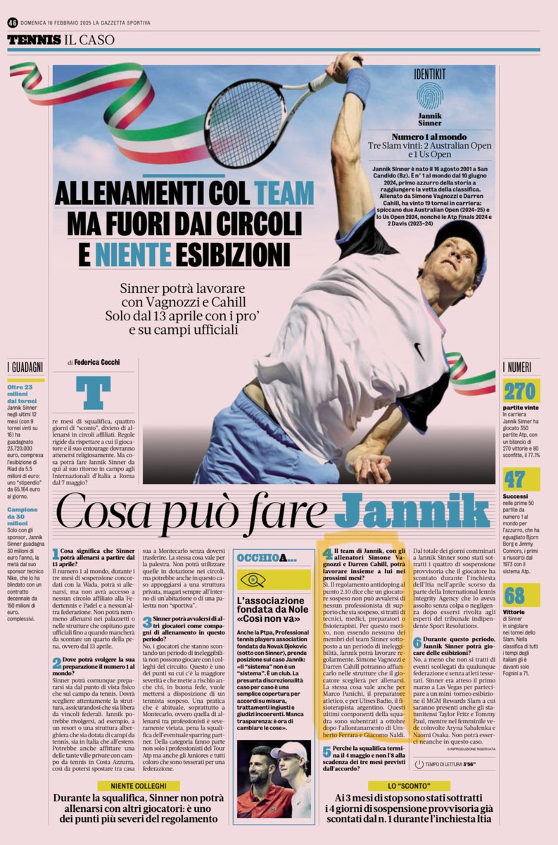 Federica Cocchi (@fedecocchi) on Twitter photo Come sempre <a href="/Gazzetta_it/">La Gazzetta dello Sport</a> ve l’aveva detto... Sì Vagnozzi e Cahill come il resto dello staff possono allenarsi con <a href="/janniksin/">Jannik Sinner</a> Come sempre <a href="/Gazzetta_it/">La Gazzetta dello Sport</a> ve l’aveva detto... Sì Vagnozzi e Cahill come il resto dello staff possono allenarsi con <a href="/janniksin/">Jannik Sinner</a>