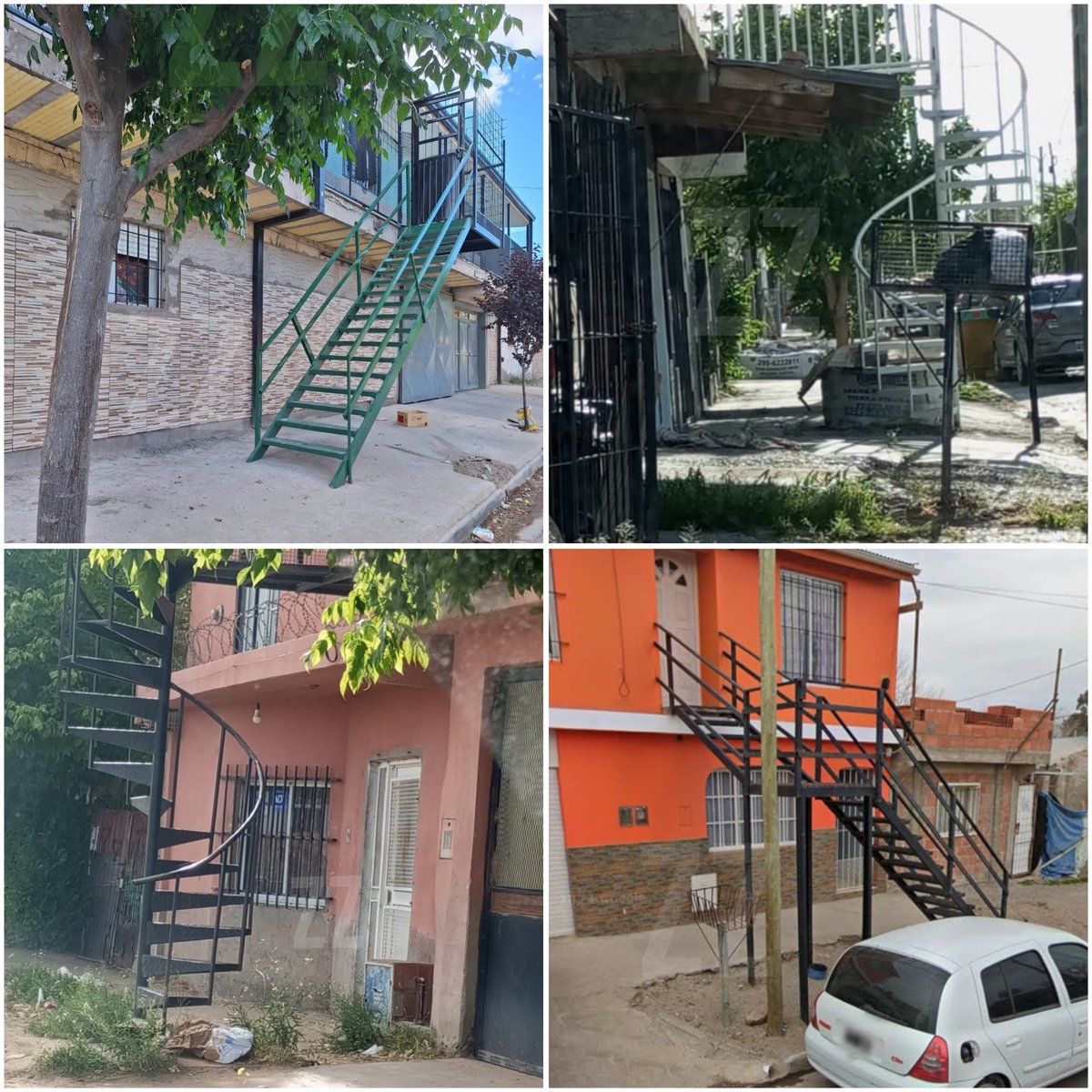alepolizzo's tweet photo. Neuquén, Escaleras en las veredas.
El 11/11/24 subi la primer foto de una escalera en la vereda en calle Rosario. (Arriba a la izquierda)
Hoy tres meses después les dejo 3 escaleras más en las veredas. 
En teoría está mal, pero siguen alli sin que nadie haga nada. 
@muninqn https://t.co/e8AGTyRVle