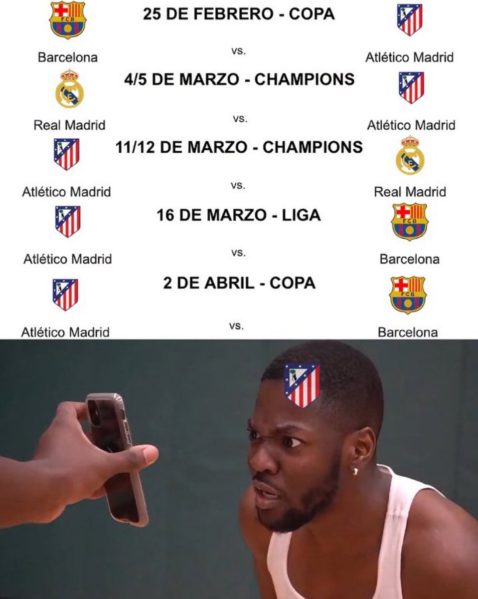 Somhiseremfcb's tweet image. 👀 El calendario del Atlético de Madrid