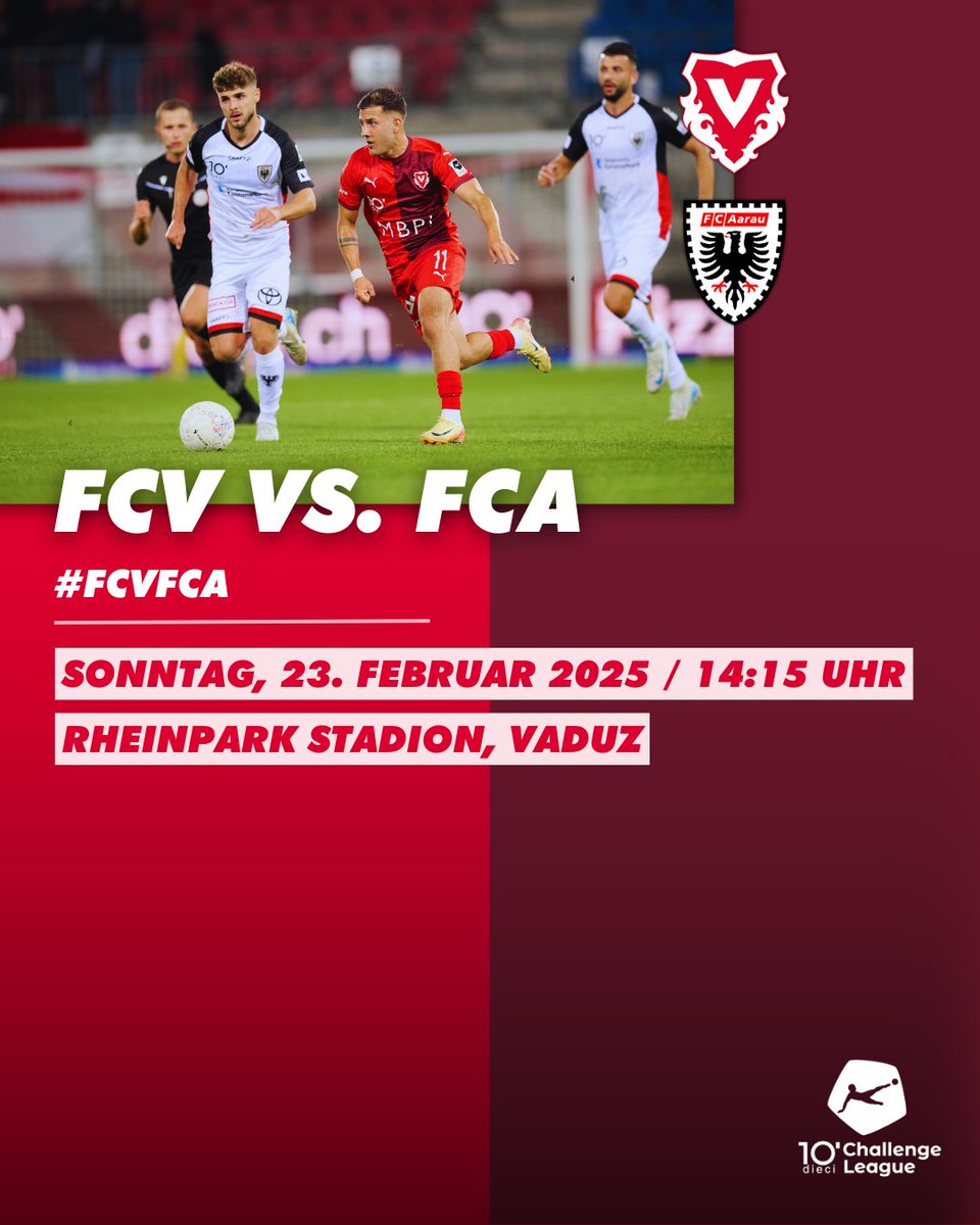 VaduzFC's tweet photo. Die 23. Runde der dieci Challenge League steht auf dem Programm:
⚽ FC Vaduz vs. FC Aarau
⏰ So., 23. Februar 2025, 14:15 Uhr
🏟 Rheinpark Stadion, Vaduz
📖 Zur Matchvorschau: https://t.co/Ar75lTPh0S
#hoppvadoz #supportFCV #fcvaduz #FCVFCA https://t.co/UxQla5wVUA