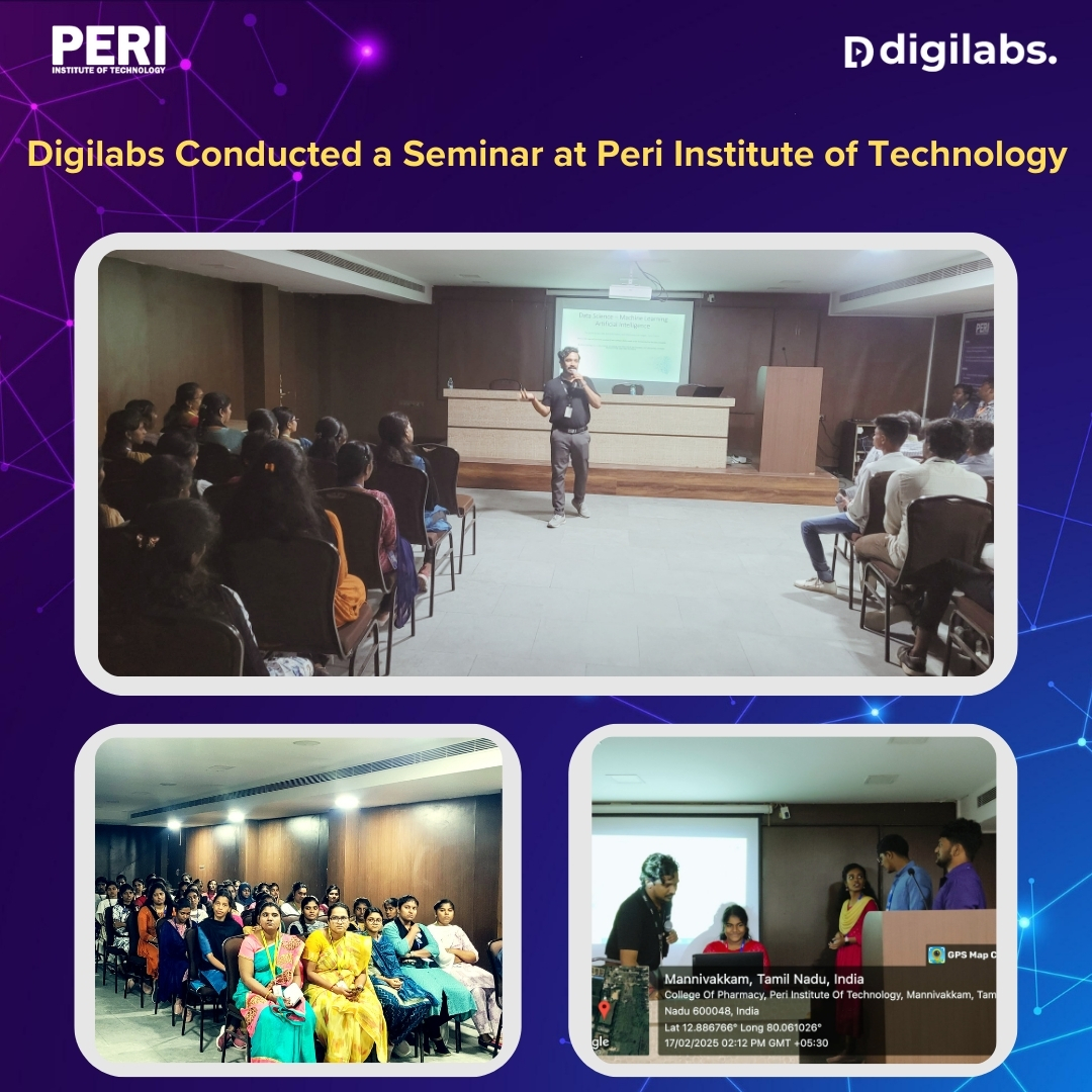 DigiLabs_'s tweet image. Digilabs recently held a seminar at the Peri Institute of Technology in, Chennai on February 17, 2025! We had a fantastic time engaging with the students and faculty. 

#Digilabs #PeriInstituteofTechnology #Seminar #Chennai #Mannivakkam #Feb2025 #Peri