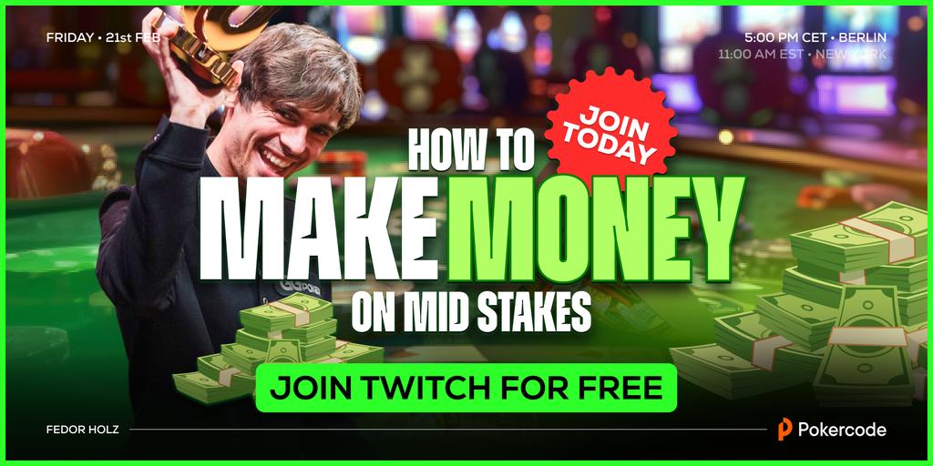 FREE Live Coaching with <a href="/CrownUpGuy/">Fedor Holz 🐧</a> at 5PM CET LIVE on Twitch twitch.tv/pokercodeoffic…