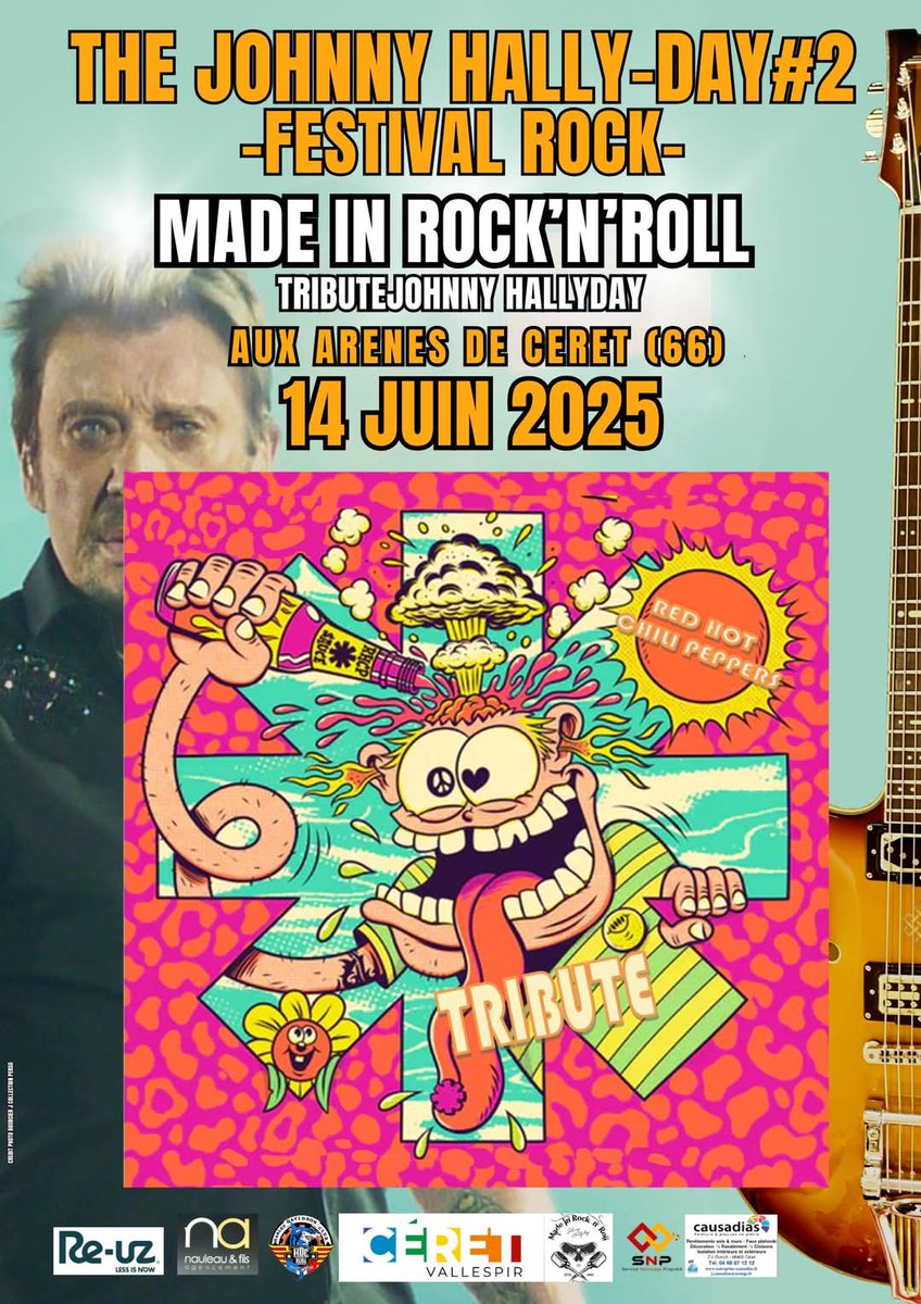 Notre 5 eme groupe 
Chili Sex Magik 
un tribute "RED HOT CHILI PEPPER" 
un son tres Rock !!!!!! 
belle programmation ...hein !!! 
#thejohnnyhallyday2 #ceret
#billetterie

helloasso.com/associations/m…