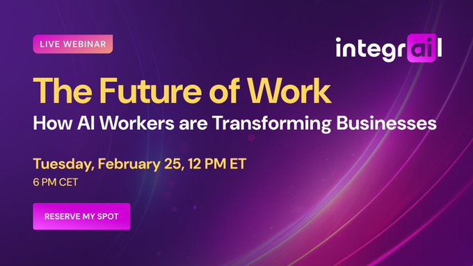 Are you a business or technology leader looking to unlock the power of AI? 🚀

Are you seeking to enhance productivity and efficiency in your organization? 🤔

Then you need to join our Future of Work Webinar on February 25th with Integrail CEO, Peter Guagenti!

This webinar will