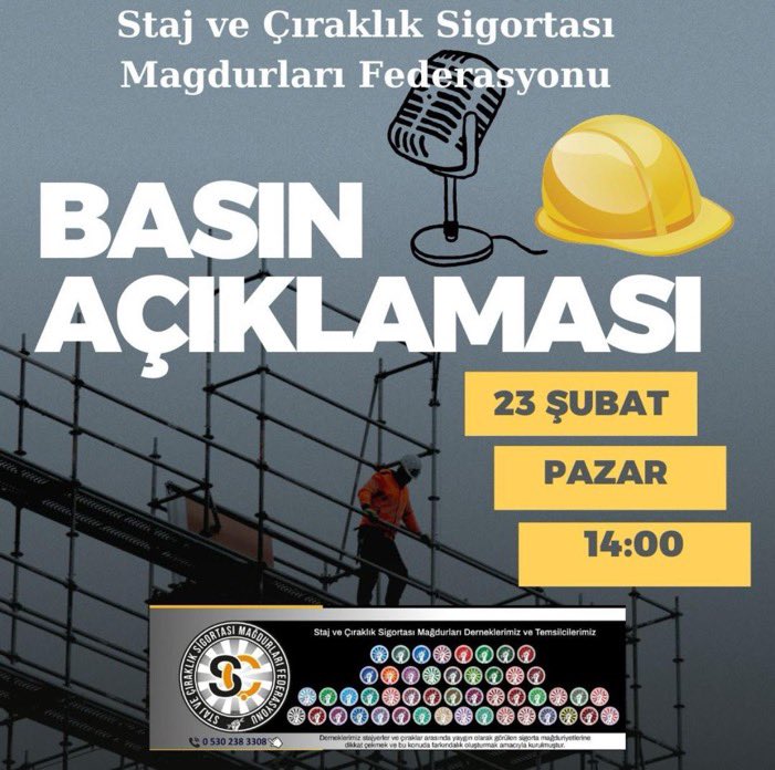 “Emekli olamasak da mağdur olduk sayenizde…”

Staj ve çıraklık başlangıç tarihi sigorta girişi olarak sayılmayan, yaşıtları emekli olurken kendileri mağdur olanların yanındayız…

23 Şubat Pazar günü 14.00’te 15 ilde…

#23ŞubattaStajyerVeÇıraklaraKulakVerin 
<a href="/CirakStajFED/">STAJ VE ÇIRAKLIK SİGORTASI MAĞDURLARI FEDERASYONU</a>