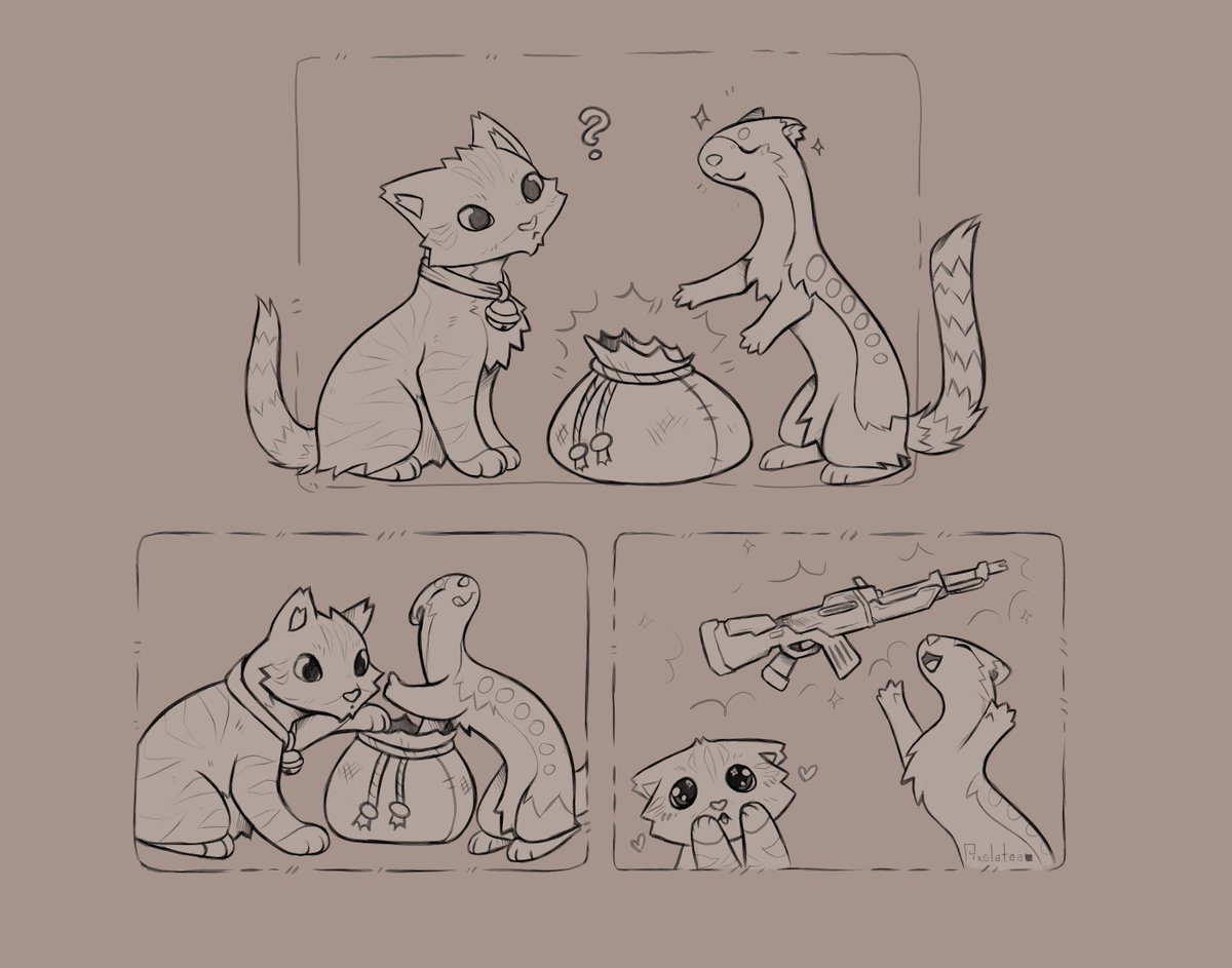 JustPixelatea's tweet photo. Last drawing of Spots before voting closes! This time Macchiato got a gift from Spots. I will post more drawing later❤️. #MyTimeatSandrock #mtas
#MyTimeAtEvershine #mtae https://t.co/9GOpYPr7gR