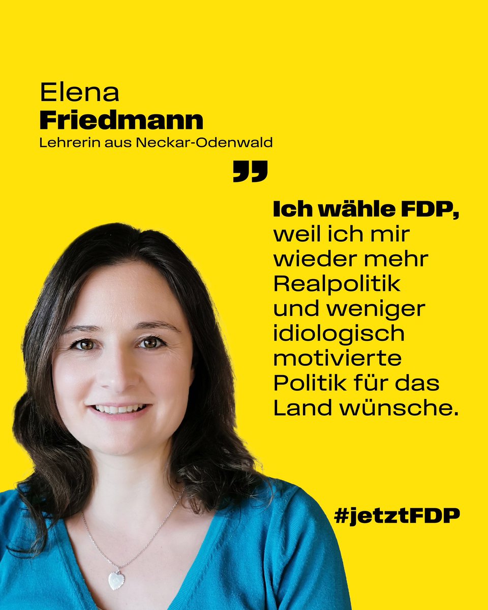 Elena Friedmann wählt <a href="/fdp/">FDP</a>: Für eine Politik mit Augenmaß. #jetztFDP