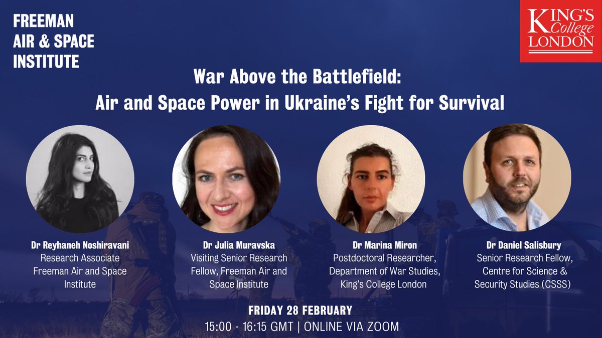 🚨One week to go!

Join us for an online panel discussion exploring the resilience of Ukraine’s air defence &amp; the challenges of Russia’s use of counterspace capabilities.

Hear from FASI's <a href="/rnshrvn/">Reyhaneh Noshiravani | ریحانه نوشیروانی</a>, <a href="/MuravskaJulia/">Julia MURAVSKA</a>, <a href="/Marina_Miron/">Marina M.</a> &amp; <a href="/dbsalisbury/">Daniel Salisbury</a>

Register 👇
ow.ly/Nuyl50V3kJR