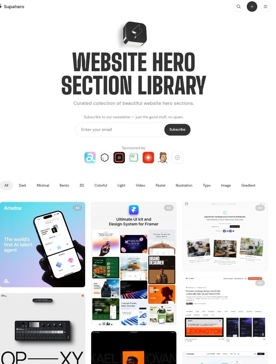 guillaume_rygn's tweet image. J&apos;ai découvert un site qui regroupe pleins de hero section pour ne jamais être à court d&apos;idée !

Très pratique pour s&apos;inspirer pour sa landing afin de pas refaire comme 90% des hero section qu&apos;on voit partout ! 
Je mets le lien dessous 👇