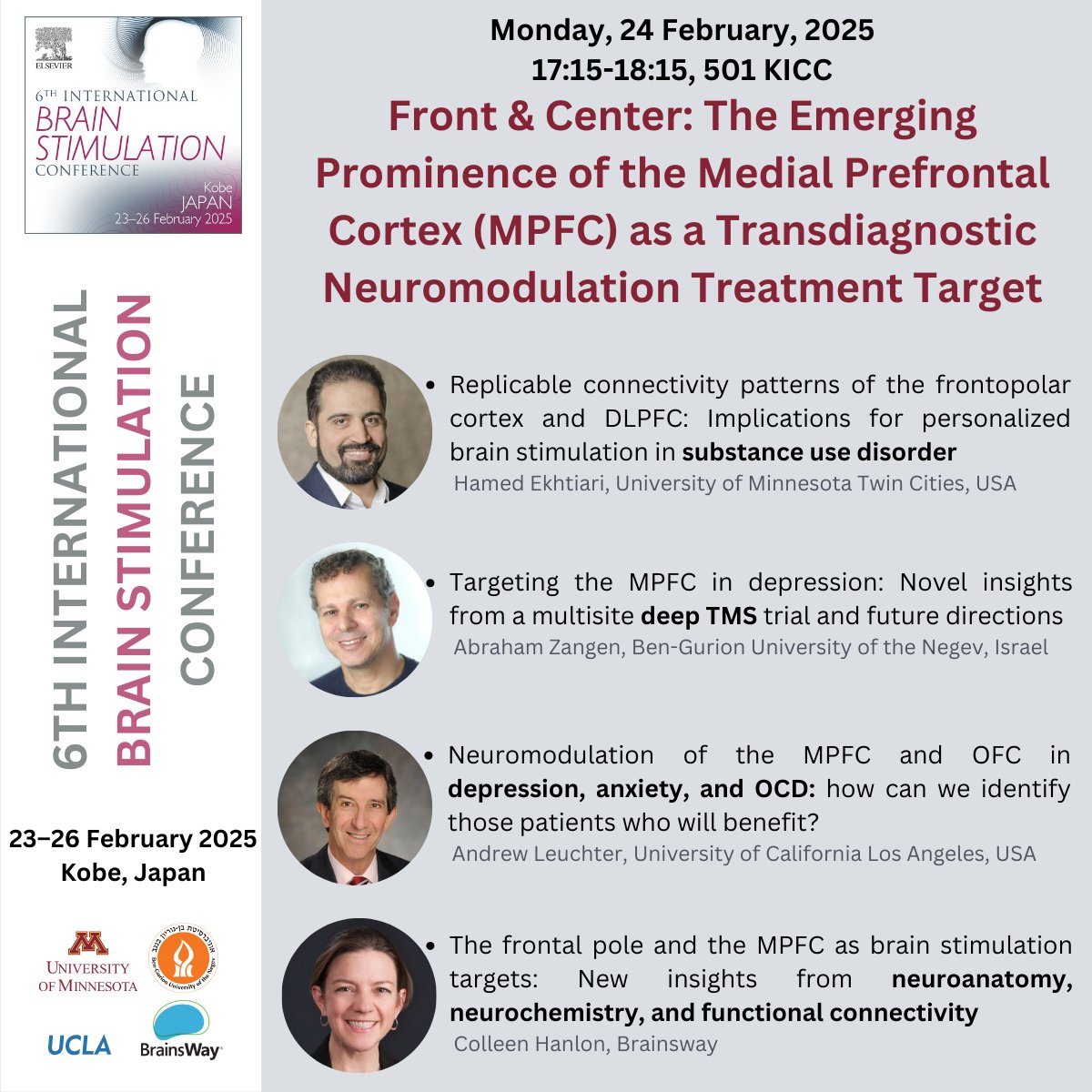 INTF_Network (@intf_network) on Twitter photo 🚀 Workshop Alert!
Join us at the 6th Int’l #BrainStimulation Conference in Kobe, Japan on Feb 23-26 for "Front & Center: MPFC as a Transdiagnostic Neuromodulation Target"
🎤 Featuring experts: <a href="/EkhtiariHamed/">Hamed Ekhtiari</a>, #AbrahamZangen, <a href="/AFL_UCLA/">Andrew Leuchter</a> & <a href="/brainstimgrl/">Colleen Hanlon</a> !
🗓️ 24 Feb, 17:15-18:15 🚀 Workshop Alert!
Join us at the 6th Int’l #BrainStimulation Conference in Kobe, Japan on Feb 23-26 for "Front & Center: MPFC as a Transdiagnostic Neuromodulation Target"
🎤 Featuring experts: <a href="/EkhtiariHamed/">Hamed Ekhtiari</a>, #AbrahamZangen, <a href="/AFL_UCLA/">Andrew Leuchter</a> & <a href="/brainstimgrl/">Colleen Hanlon</a> !
🗓️ 24 Feb, 17:15-18:15