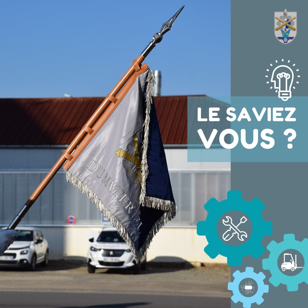 🤔#LeSaviezVous ?
🚩La 14e BSMAT comme chaque régiment de l’armée française possède un fanion. Plus qu’un simple emblème, le fanion de la 14e BSMAT représente son arme d'appartenance, l’arme du Matériel à travers ses couleurs et ses symboles.

#Fanion