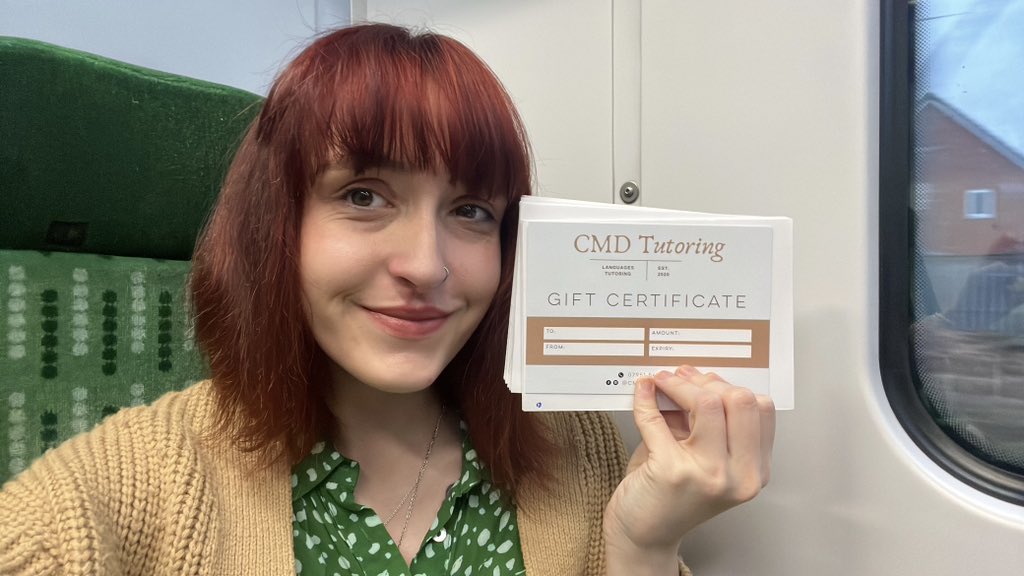 Woke up with a nasty cold, but heading to Birmingham with 12 gift cards for free lessons in Spanish, French, and Italian! 

Pop over and say hi, I’m Chloe from CMD Tutoring and I’m autistic, it’s my second year facing this event solo and I’m looking forward to making new friends!
