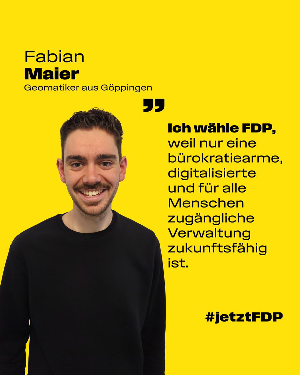 Fabian Maier wählt <a href="/fdp/">FDP</a>: Für eine moderne und digitale Verwaltung. #jetztFDP