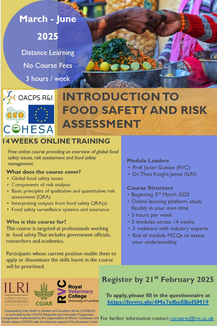 Pamela Wairagala (@pwairagala) on Twitter photo Register for this free online training:
forms.gle/4Mx7efbefjBeJS…
#OneHealth <a href="/ILRI/">ILRI.org</a> <a href="/Cirad/">Cirad</a> #COHESA <a href="/OHRECA_ILRI/">One Health Centre in Africa</a> <a href="/EU_Commission/">European Commission</a> <a href="/PressACP/">OACPS Secretariat</a> <a href="/OacpsProgramme/">OACPS Research & Innovation</a> <a href="/uonbi/">University of Nairobi</a> <a href="/buanofficial1/">BUANVibrancy</a> <a href="/UPTuks/">University of Pretoria</a> <a href="/UniversityOfZim/">University of Zimbabwe</a> <a href="/AmoudUniversity/">Amoud University</a> <a href="/Luanarofficial/">Luanar</a> <a href="/MakCHS_SOM/">Makerere University School of Medicine</a> <a href="/MakSPH/">Makerere University School of Public Health</a> <a href="/IDIMakerere/">Infectious Diseases Institute, Makerere University</a> <a href="/Makerere/">Makerere University</a> Register for this free online training:
forms.gle/4Mx7efbefjBeJS…
#OneHealth <a href="/ILRI/">ILRI.org</a> <a href="/Cirad/">Cirad</a> #COHESA <a href="/OHRECA_ILRI/">One Health Centre in Africa</a> <a href="/EU_Commission/">European Commission</a> <a href="/PressACP/">OACPS Secretariat</a> <a href="/OacpsProgramme/">OACPS Research & Innovation</a> <a href="/uonbi/">University of Nairobi</a> <a href="/buanofficial1/">BUANVibrancy</a> <a href="/UPTuks/">University of Pretoria</a> <a href="/UniversityOfZim/">University of Zimbabwe</a> <a href="/AmoudUniversity/">Amoud University</a> <a href="/Luanarofficial/">Luanar</a> <a href="/MakCHS_SOM/">Makerere University School of Medicine</a> <a href="/MakSPH/">Makerere University School of Public Health</a> <a href="/IDIMakerere/">Infectious Diseases Institute, Makerere University</a> <a href="/Makerere/">Makerere University</a>