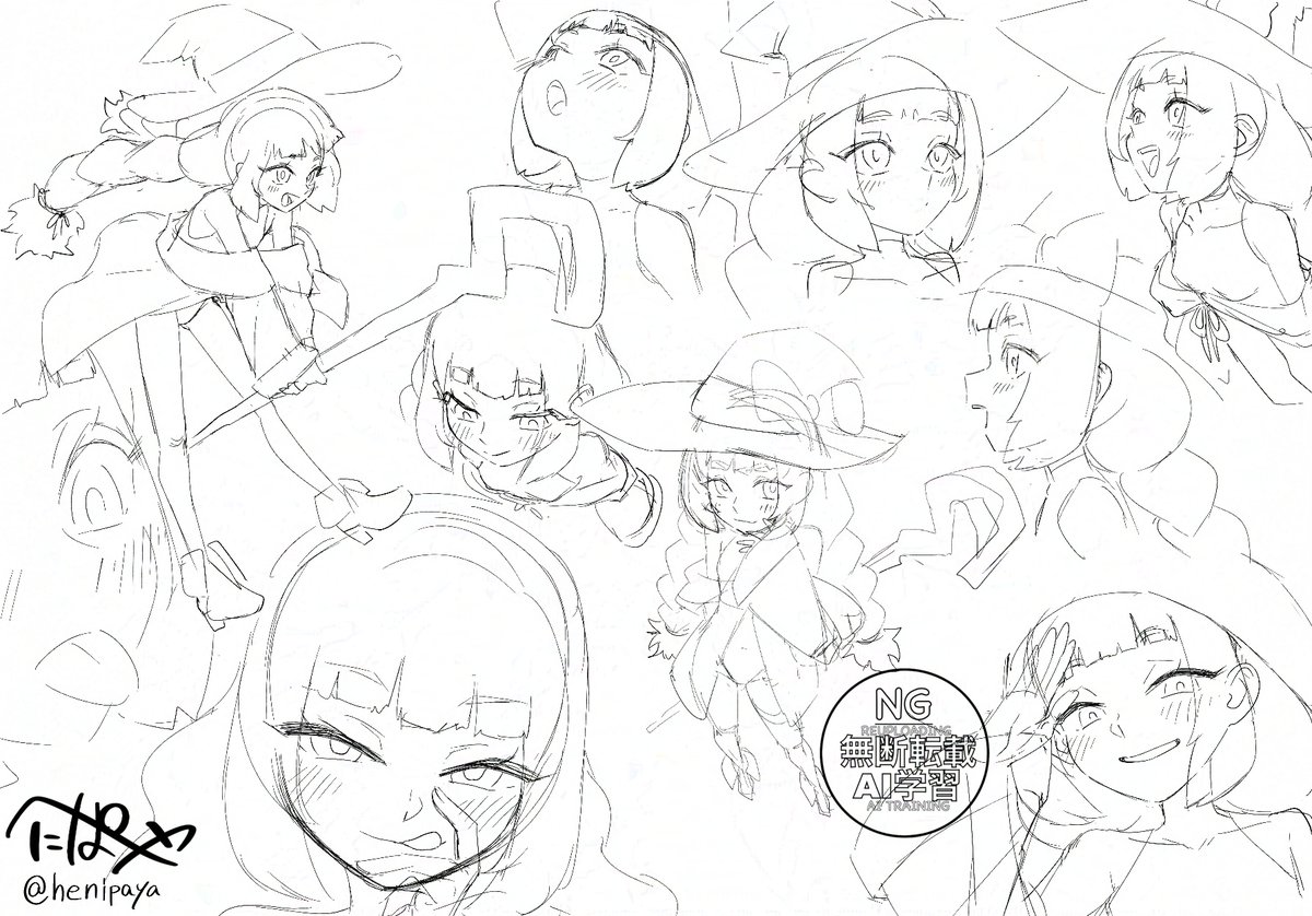 速度を上げるために 作画カロリーの節約と可愛さの両立の模索で 鼻を点にしたりお試し中 