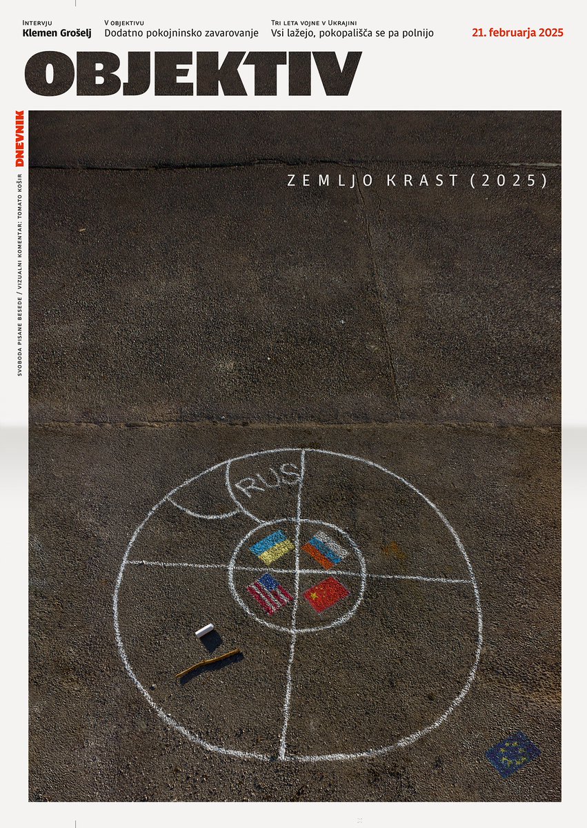 Zemljo krast (2025)
Današnja naslovnica  Objektiva.
<a href="/Dnevnik_si/">Dnevnik</a> 
. . .
Osvežitev stanja od Ruske okupacije Krima (2014).
. . .
Cover of Dnevnik's Objektiv
»Zemljo krast« [Stealing Land] is an old Slavic children's game of land acquisition.
We did an update to our 2014 cover.