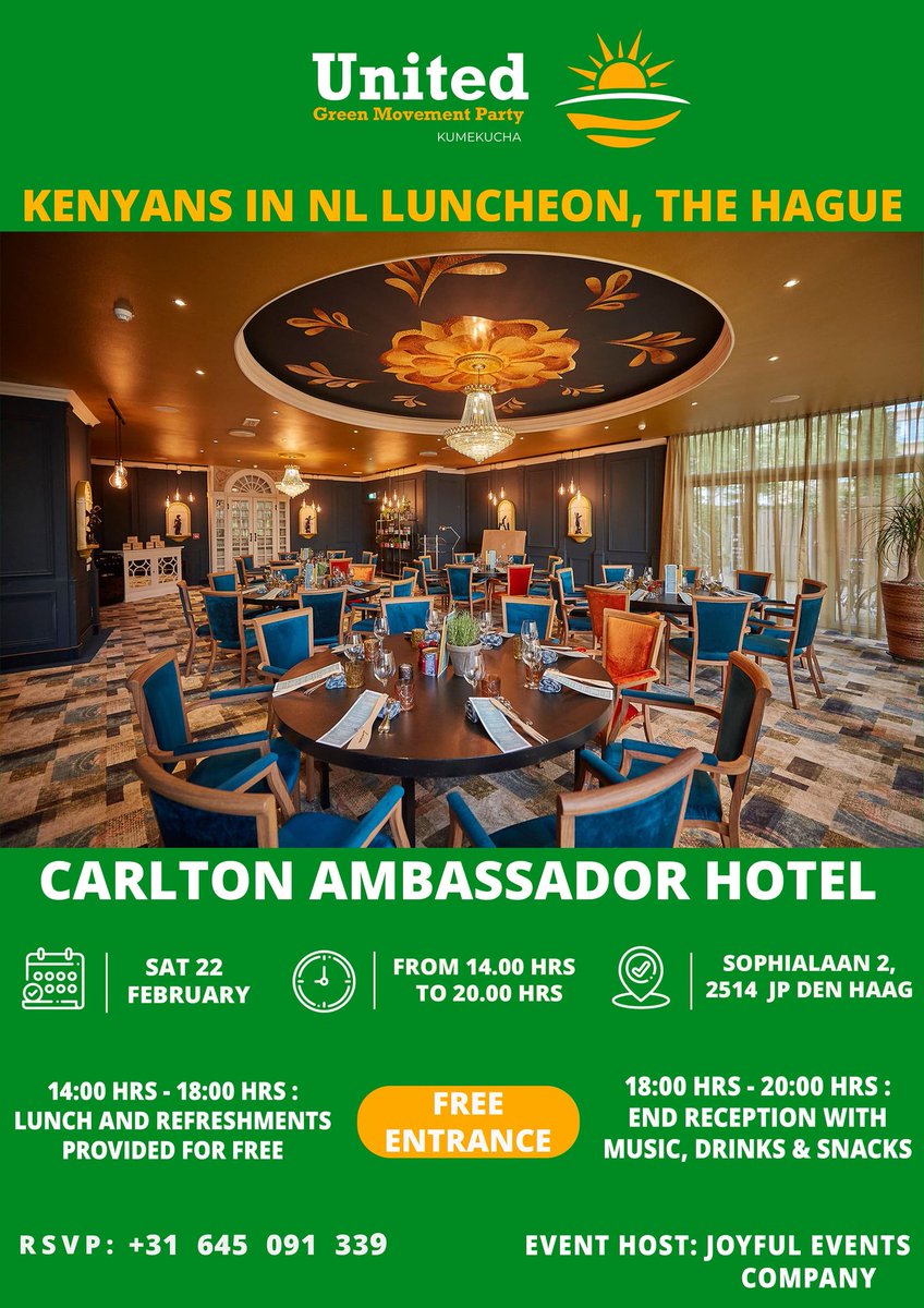 United Green Movement (@ugmparty) on Twitter photo 🇰🇪Kenyans in The Hague!
Join us tomorrow for an insightful roundtable on the intersection of climate change and human rights, featuring <a href="/UGMParty/">United Green Movement</a> leaders <a href="/NetoAgostinhoMP/">Neto Agostinho-JaSudan</a>, <a href="/NatanyaSialo/">Sialo natanya</a>, <a href="/LingaiLili29539/">Lilian Lingai UGM</a>, <a href="/GFInfinity51/">The Godfather</a>, and more.
Afterward, connect with fellow Kenyans at an 🇰🇪Kenyans in The Hague!
Join us tomorrow for an insightful roundtable on the intersection of climate change and human rights, featuring <a href="/UGMParty/">United Green Movement</a> leaders <a href="/NetoAgostinhoMP/">Neto Agostinho-JaSudan</a>, <a href="/NatanyaSialo/">Sialo natanya</a>, <a href="/LingaiLili29539/">Lilian Lingai UGM</a>, <a href="/GFInfinity51/">The Godfather</a>, and more.
Afterward, connect with fellow Kenyans at an