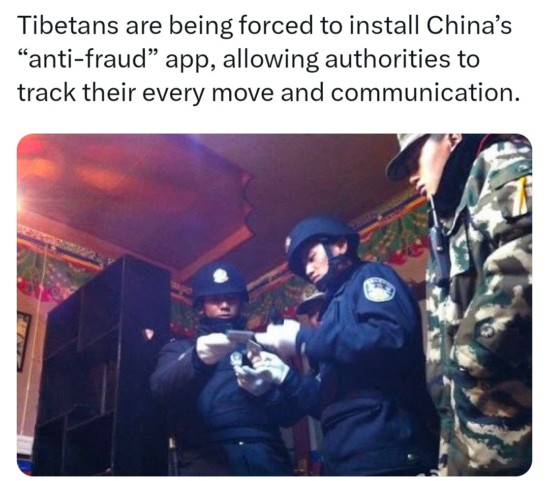 བོད་མིར་བཙན་དབང་གིས་ཀྲུང་གོའི་"མགོ་སྐོར་གཡོ་འཕྲུལ་"གྱི་ཉེར་སྤྱོད་གོ་རིམ་སྒྲིག་སྦྱོར་བྱས་ནས་དབང་འཛིན་ལས་ཁུངས་ཀྱིས་ཁོ་ཚོའི་བྱ་སྤྱོད་ཚང་མ་རྗེས་འདེད་དང་འཕྲིན་གཏོང་བྱེད་ཐུབ་པར་བྱས།
<a href="/aladinspace/">a_lad_in_space</a> <a href="/benedictrogers/">Benedict Rogers 羅傑斯</a> <a href="/BuddhistNoBody/">Dennis🏳️‍🌈🐝🧘☸️</a> <a href="/CanadaTibet/">CanadaTibetCommittee</a> 
#HumanRights #ChinaLiedPeopleDied