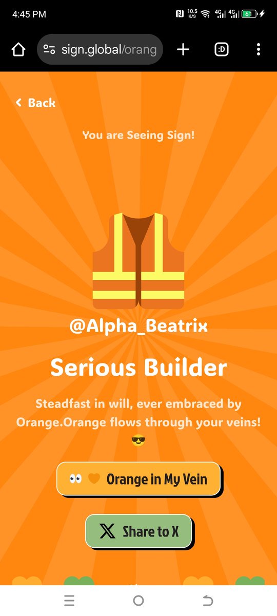 Alpha_Beatrix's tweet photo. Alpha_Beatrix, the Serious Builder! ⚒️ Steadfast in will, always embracing the power of Orange—it's in my veins! 🧡🚧 Ready to build, create, and make things happen. #OrangeInMyVein #SeriousBuilder #SignGlobal
@0xzoe_im @sign @realyanxin @cryptosamgyup_ @raralphjm @chievazzz https://t.co/2LhK4jcBhu