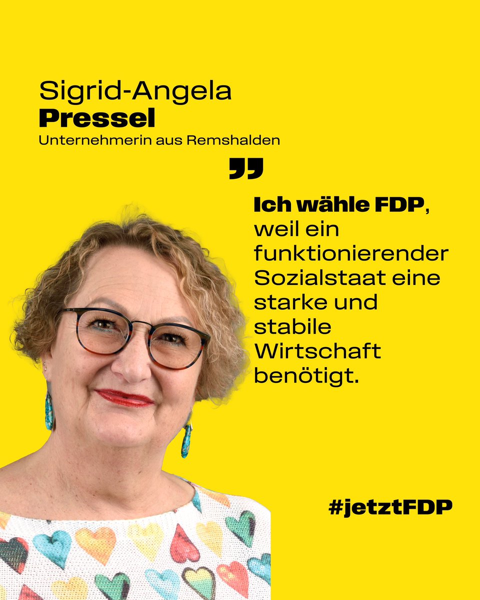 Sigrid-Angela Pressel wählt <a href="/fdp/">FDP</a>: Für erwirtschaften vor verteilen. #jetztFDP