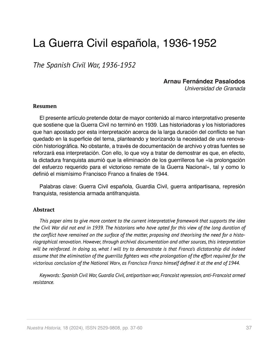 Arnau Fernández Pasalodos (@fpasalodos) on Twitter photo Acaba de salir el nuevo número de <a href="/NHRevHisFIM/">Nuestra Historia</a>. En él encontréis un dossier fantástico coordinado por <a href="/FernandoHS61/">Fernando HS Φερνάντο Ερνάντεθ Σάντσ 🇪🇺</a> en el que he tenido la suerte de participar. Mi propuesta no está exenta de debate: una revisión de la cronología de la Guerra Civil española Acaba de salir el nuevo número de <a href="/NHRevHisFIM/">Nuestra Historia</a>. En él encontréis un dossier fantástico coordinado por <a href="/FernandoHS61/">Fernando HS Φερνάντο Ερνάντεθ Σάντσ 🇪🇺</a> en el que he tenido la suerte de participar. Mi propuesta no está exenta de debate: una revisión de la cronología de la Guerra Civil española