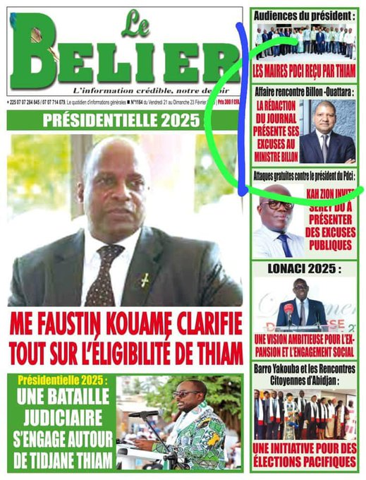 Monafrique8's tweet image. #Civ Le journal du #Pdci présente ses excuses après une prétendue rencontre Billon-Ouattara sortie des laboratoires de Fake news du parti.