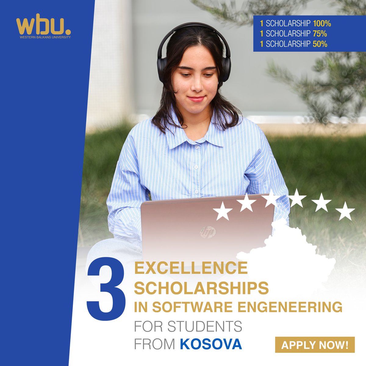 wbu2021's tweet photo. 🌟Western Balkans University is offering 3 Excellence Scholarships for students from Kosova🇽🇰 who want to pursue a Bachelor’s degree in Software Engineering.
Learn more & apply here:
https://t.co/AxZEOB2916
#SoftwareEngineering #Scholarships #Kosovo #StudyAtWBU #studyinalbania https://t.co/BEV69k8RQD