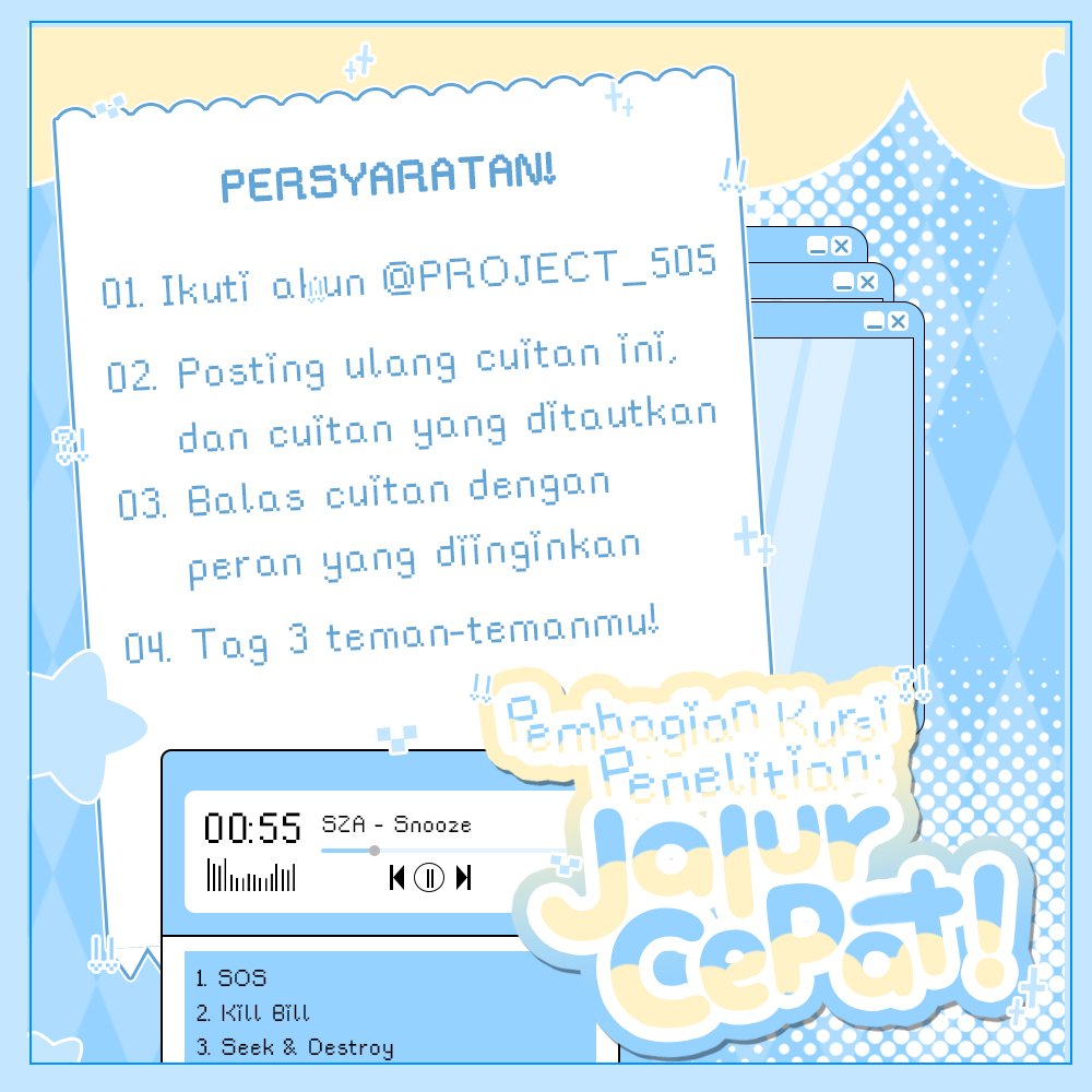 PROJECT_505's tweet image. ⠀
[PEMBAGIAN KURSI PENELITIAN: JALUR CEPAT]

Membuka jalur cepat untuk satu wanita dan pria yang beruntung. Retweet unggahan ini serta unggahan terlampir di bawah ini, lalu balas di unggahan yang disediakan menggunakan format yang ada. 
⠀⠀
