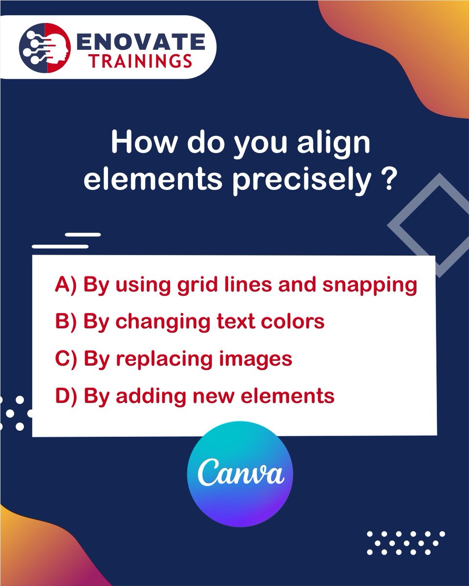 enovatetraining's tweet photo. Ready to master Canva? Join our course today!

👉 https://t.co/oWehqICVqG

#CanvaQuiz #TestYourSkills #LearnWithFun #GraphicDesign #DesignMastery #CanvaForBeginners https://t.co/w7xEXMaDy4