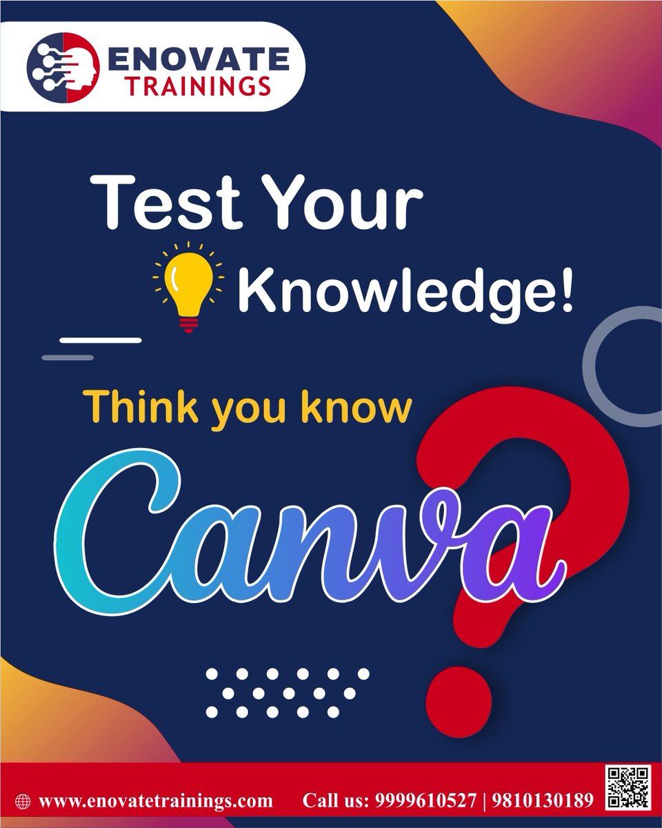 enovatetraining's tweet photo. Ready to master Canva? Join our course today!

👉 https://t.co/oWehqICVqG

#CanvaQuiz #TestYourSkills #LearnWithFun #GraphicDesign #DesignMastery #CanvaForBeginners https://t.co/w7xEXMaDy4