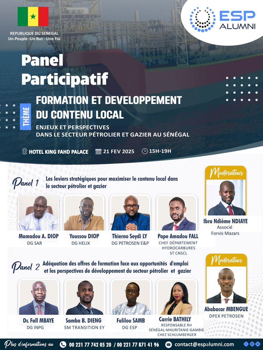 esp_alumni's tweet image. Suivez nous sur nos différents comptes pour profiter de l'événement qui sera retranscrit en live sur nos RS!

Instagram: AlumniEsp
Facebook: Réseau des Alumni de l'ESP
LinkedIn: Réseau Alumni Esp Dakar

#PétroleEtGaz #EspAlumni #EspDakar #ContenuLocal #Formation #Énergie #Sénégal