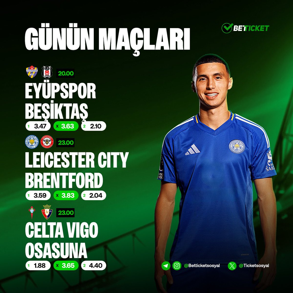 ⚡️Günün Maçlarında BETTICKET'In arttırılmış oranlarını gördünüz mü ? Bugün tam size göre 🤩

🔗 BETTICKET’ın kazandıran dünyası seni bekliyor: ws.tc/betticketgiris