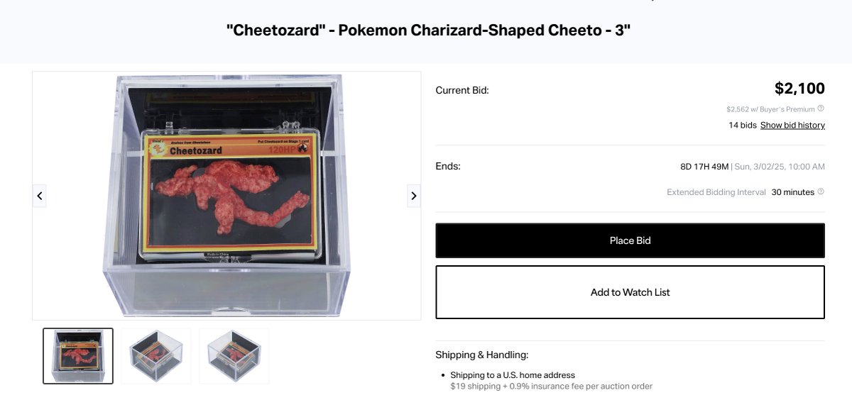 Bull market vibes 

A Charizard Cheetos is going for $2100