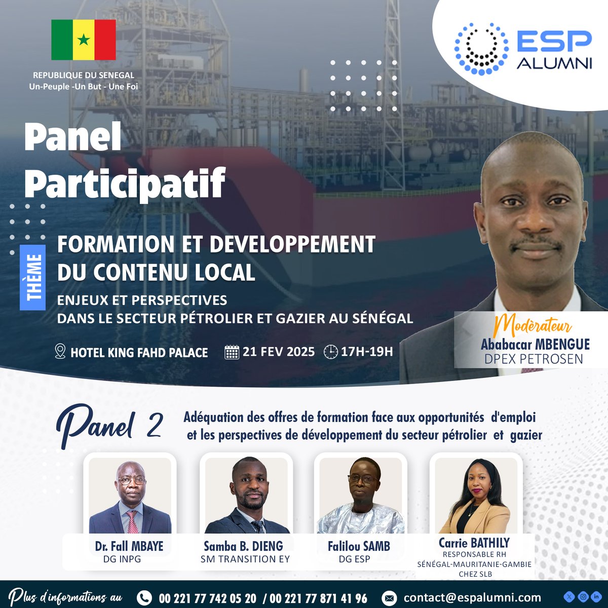 esp_alumni's tweet image. Suivez nous sur nos différents comptes pour profiter de l'événement qui sera retranscrit en live sur nos RS!

Instagram: AlumniEsp
Facebook: Réseau des Alumni de l'ESP
LinkedIn: Réseau Alumni Esp Dakar

#PétroleEtGaz #EspAlumni #EspDakar #ContenuLocal #Formation #Énergie #Sénégal