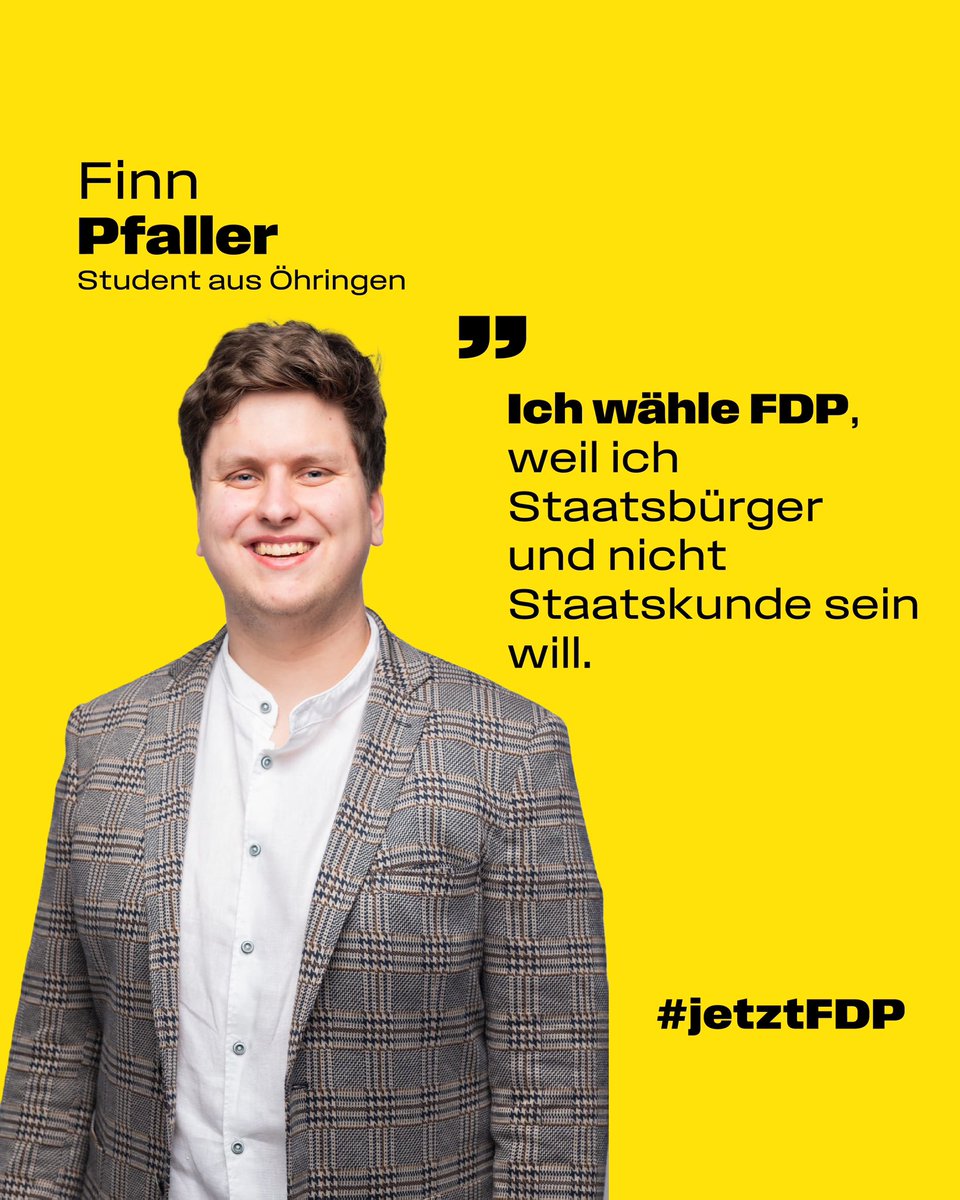 Finn Pfahler wählt <a href="/fdp/">FDP</a>: Für Freiheit und Eigenverantwortung. #jetztFDP