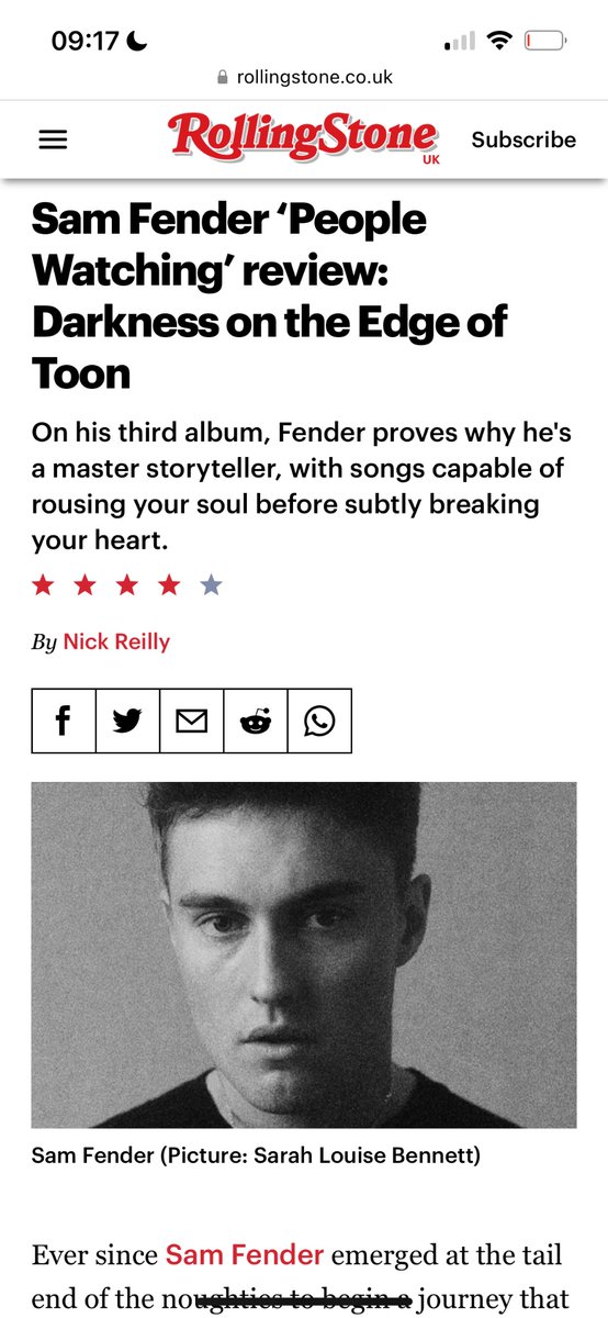 Returning to X to show appreciation for <a href="/RollingStone/">Rolling Stone</a> delivering a laser-sharp pun here for Sam Fender’s excellent new album…